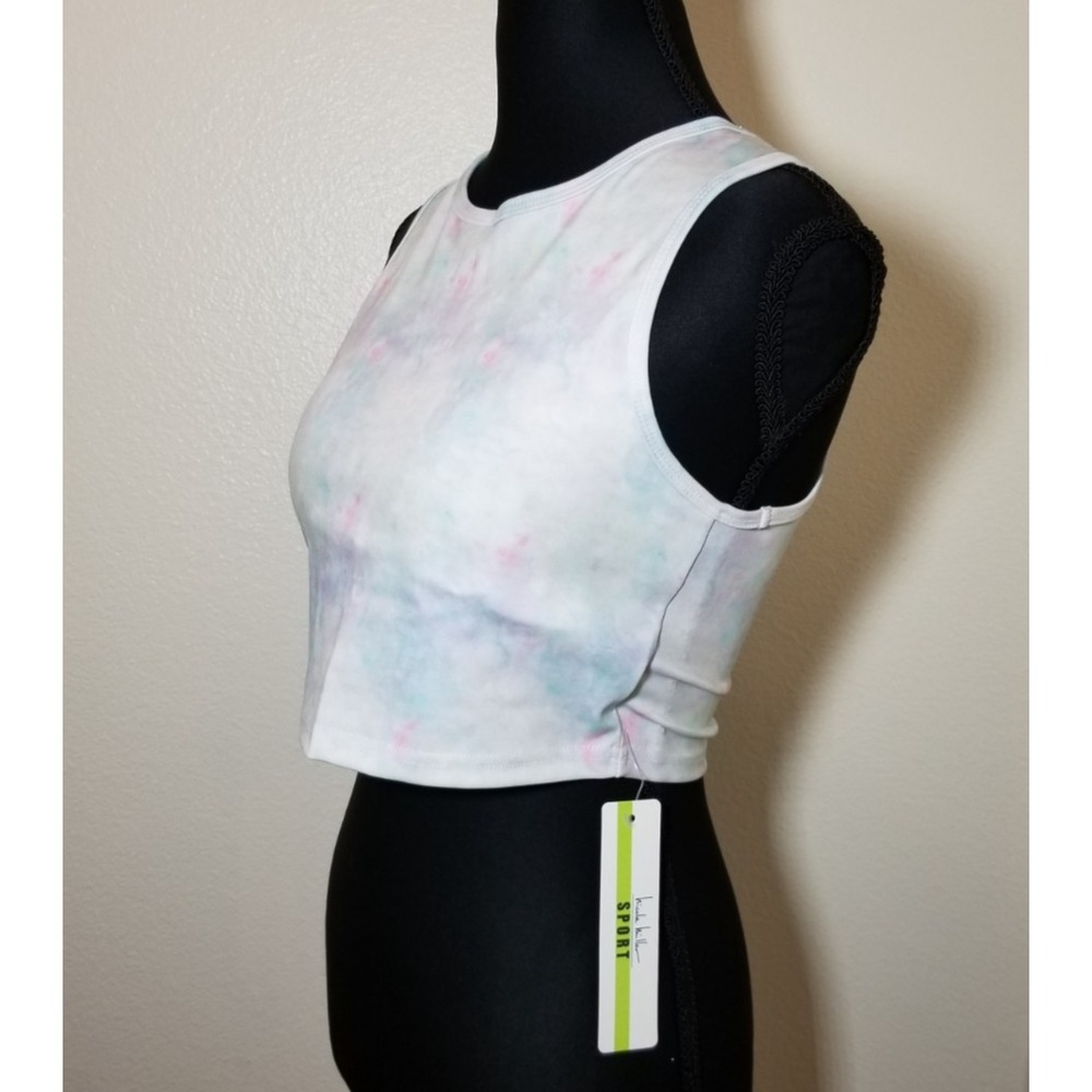 Nicole Miller Sports Bra Crop Tank Top Pastel Tie Dye Active Athletic Lounge NWT - Picture 4 of 9